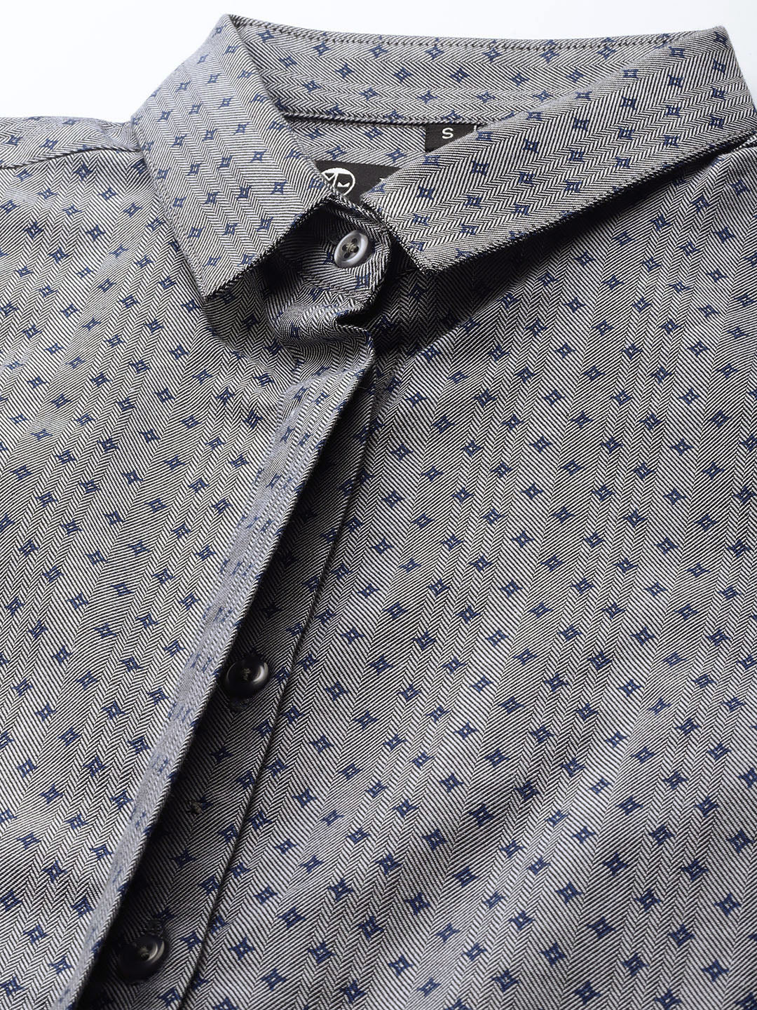 Women Grey Prints Pure Cotton Slim Fit Formal Shirt