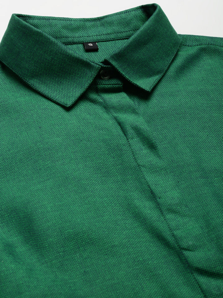 Women Green Solid Pure Cotton Regular Fit Formal Shirt