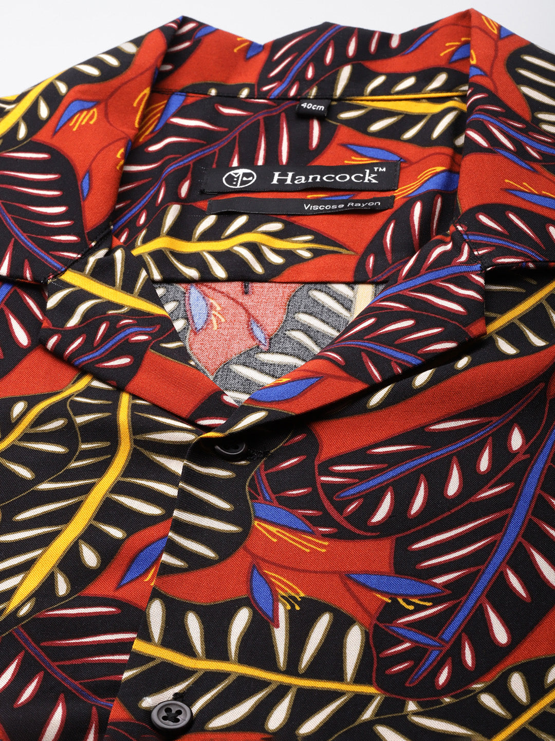 Men Black & Orange Prints Viscose Rayon Relaxed Fit Casual Resort shirt