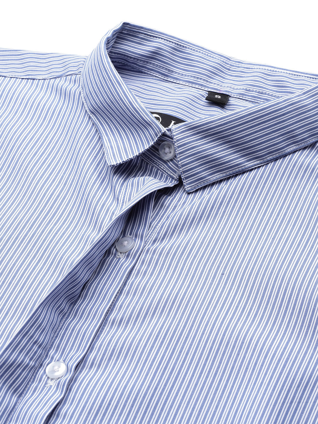 Women Blue & White Striped Pure Cotton Regular Fit Formal Shirt