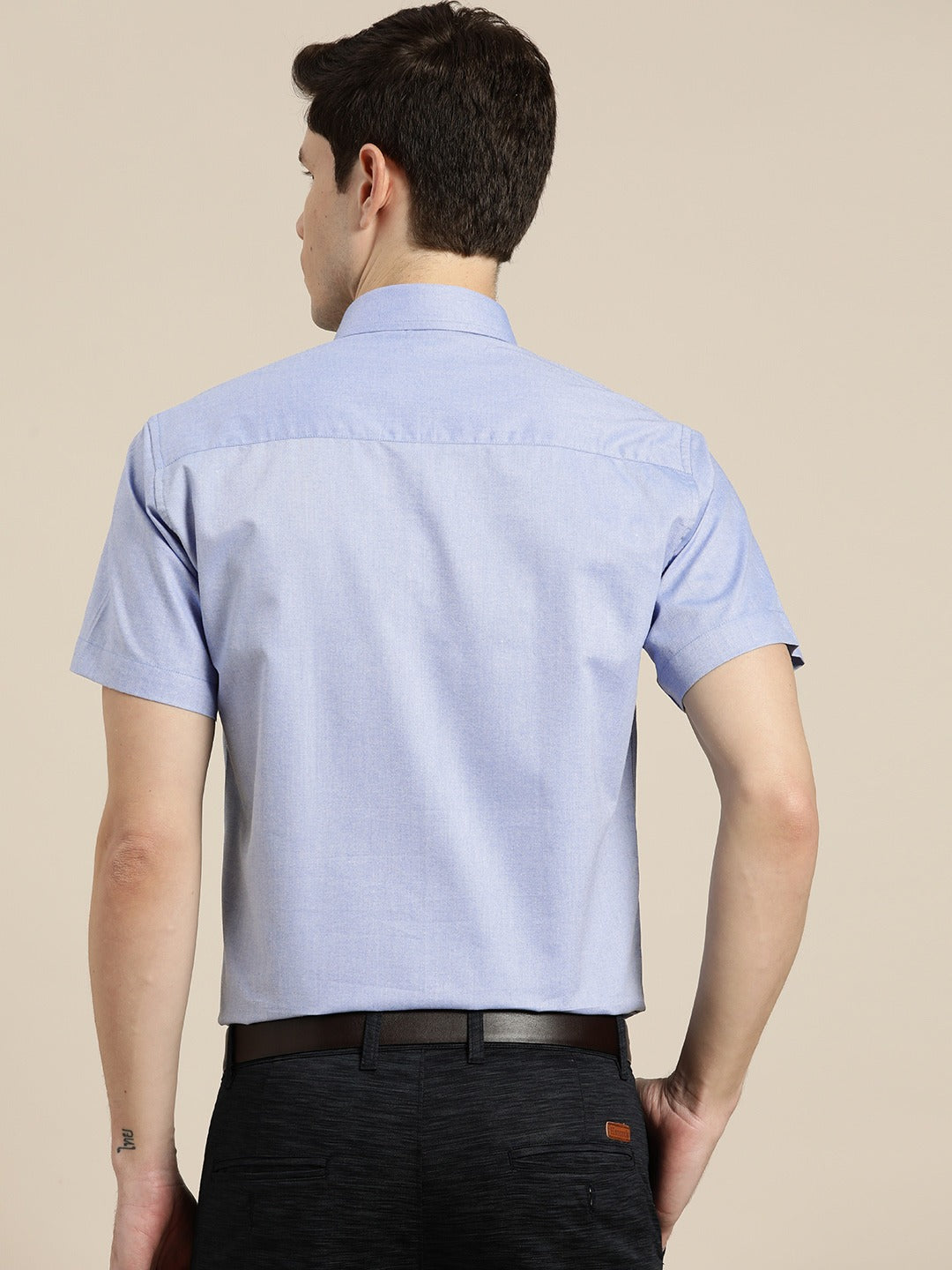 Men Sky Solids Cotton Rich Slim Fit Formal Shirt