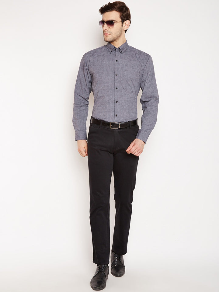 Men grey Solids Pure Cotton Slim Fit Formal Shirt