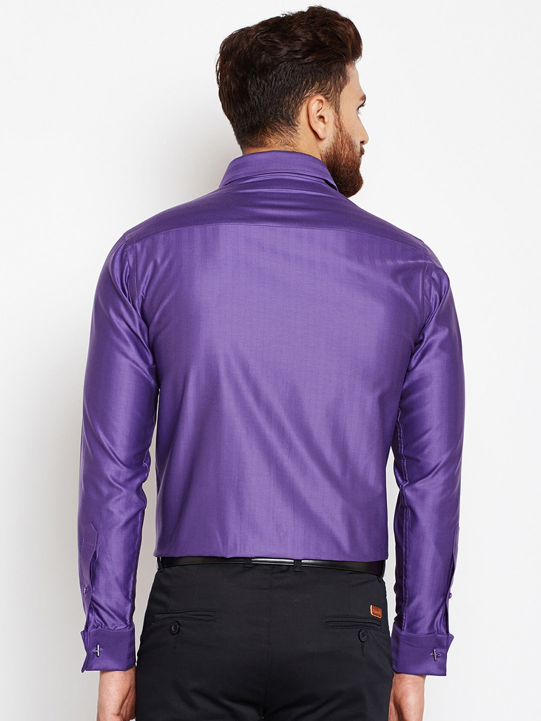 Men Purple Solids Pure Cotton Slim Fit Formal Shirt
