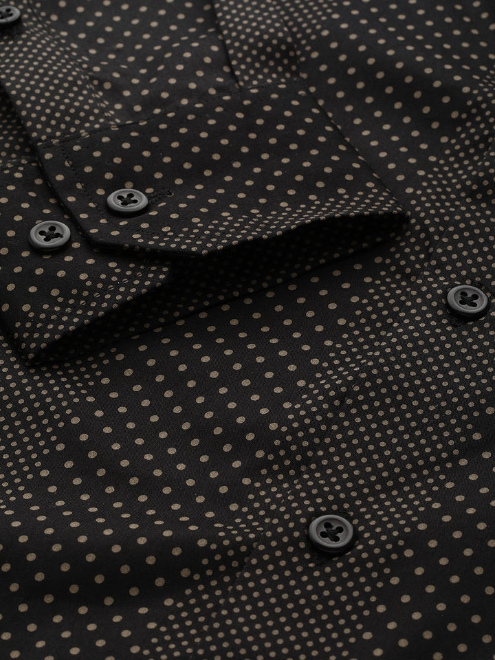 Men Black Prints Pure Cotton Slim Fit Formal Shirt