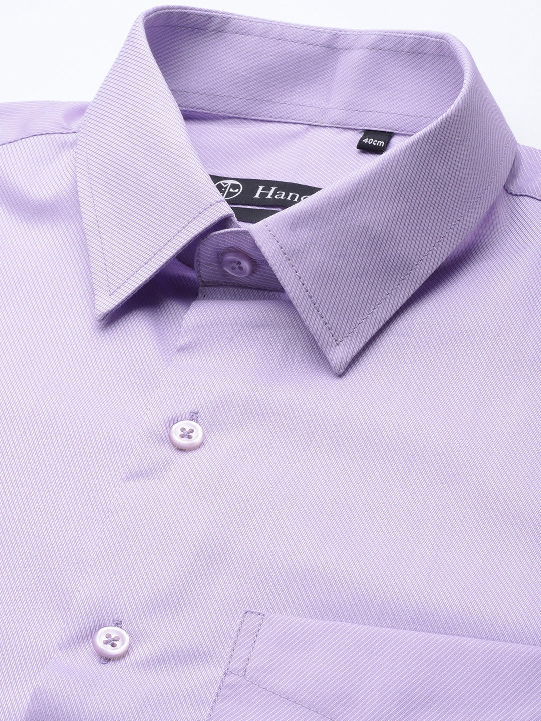 Men Lavender Solids Pure Cotton Slim Fit Formal Shirt