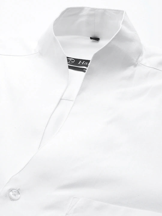 Men White Solid Pure Cotton Slim Fit Formal Shirt