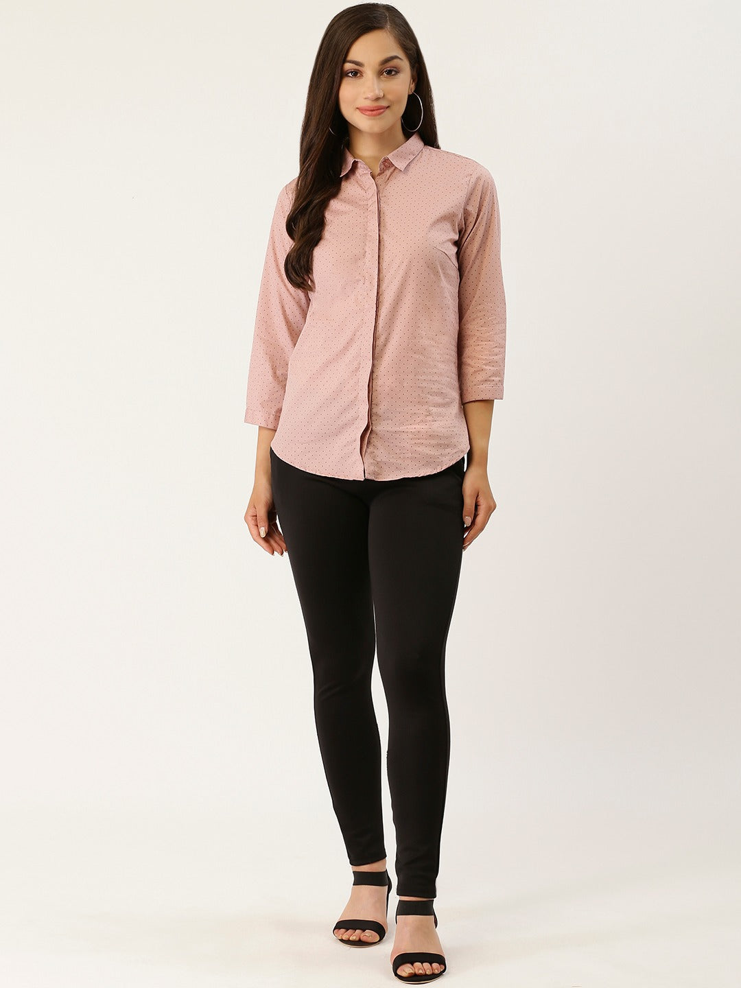 Women Pink Prints Pure Cotton Slim Fit Formal Shirt