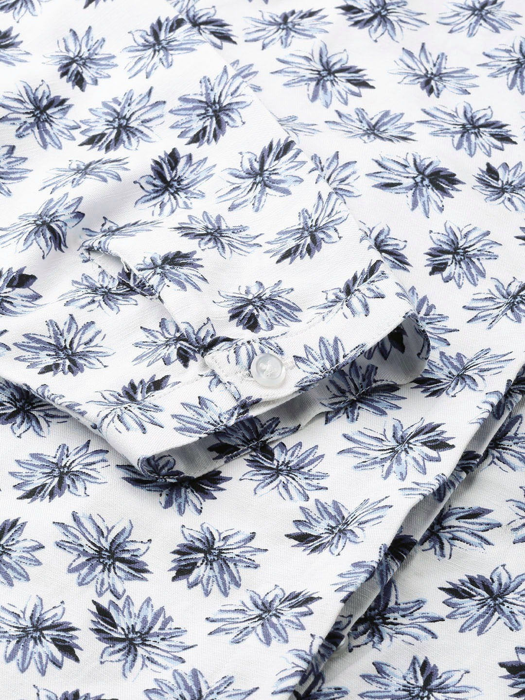 Women White & Blue Prints Pure Cotton Slim Fit Formal Shirt