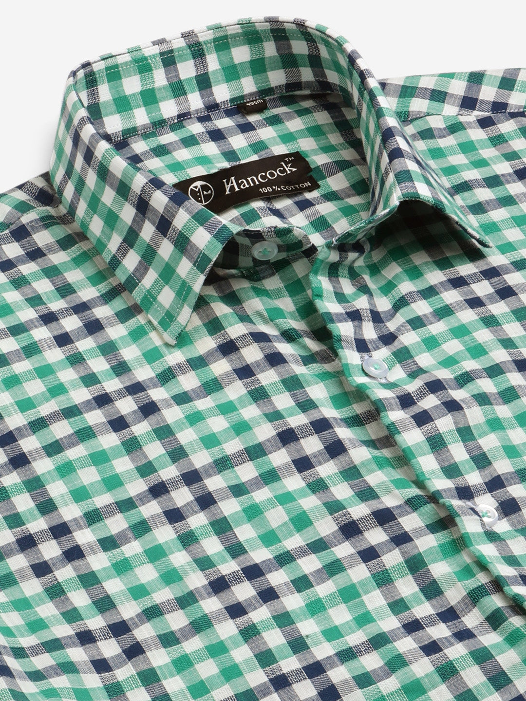 Men Green & White Stripes Pure Cotton Slim Fit Formal Shirt