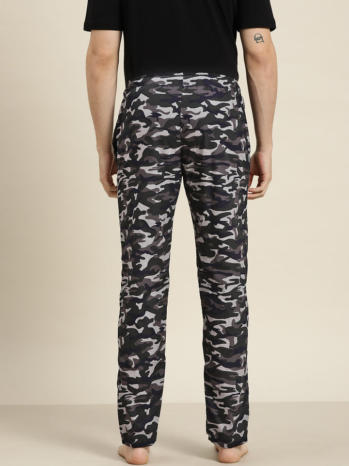 Men Black Prints Pure Cotton Relaxed Fit Casual Lounge Pant