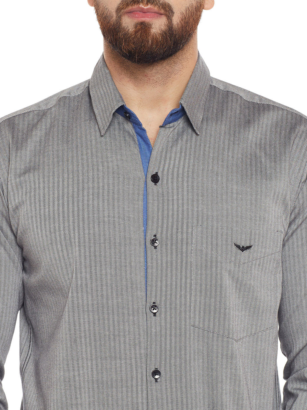 Men Grey Solid Pure Cotton Slim Fit Formal Shirt