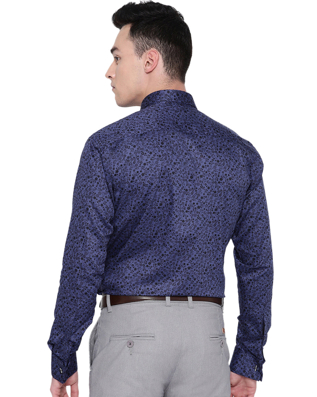Men Purple Cotton Printed Slim Fit Formal Shirt