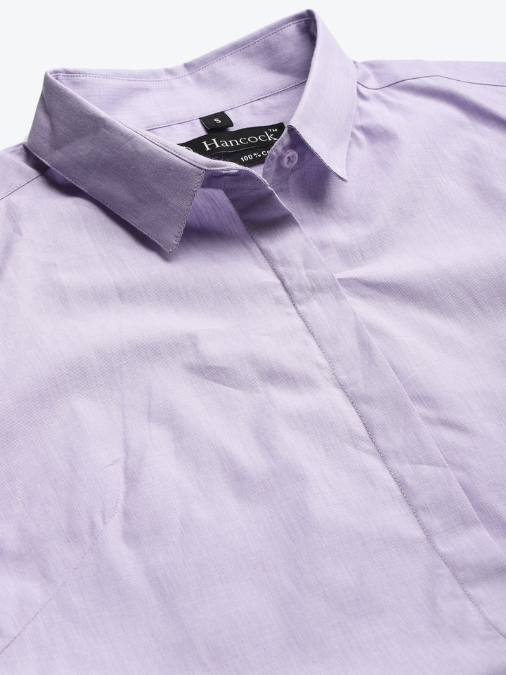 Women Light Purple Solids Pure Cotton Slim Fit Formal Shirt