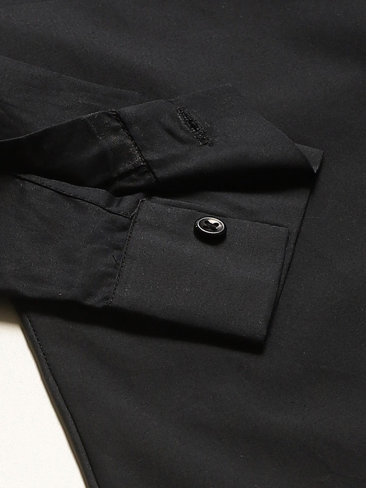 Women Black Solids Pure Cotton Slim Fit Formal Shirt