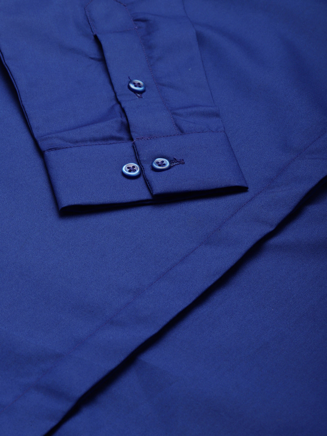 Women Royal Blue Solid Pure Cotton Slim Fit Formal Shirt