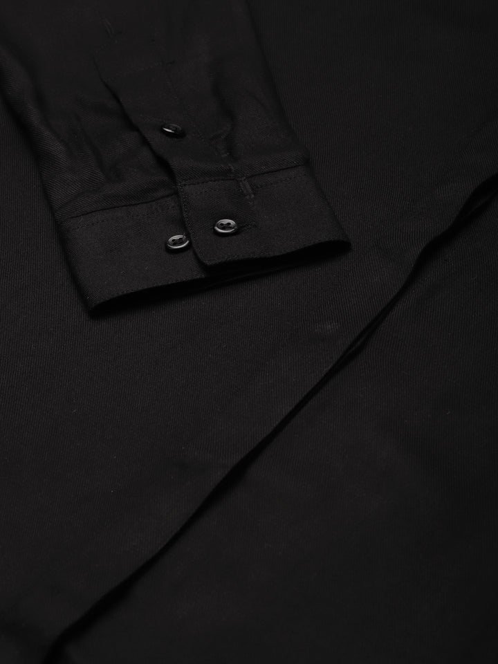 Women Black Solid Viscose Rayon Regular Fit Formal Shirt