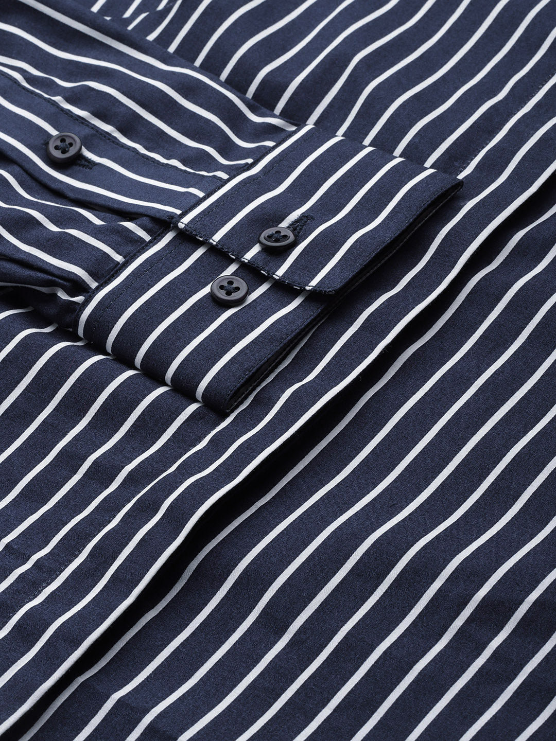 Women Navy Stripes Pure Cotton Slim Fit Formal Shirt