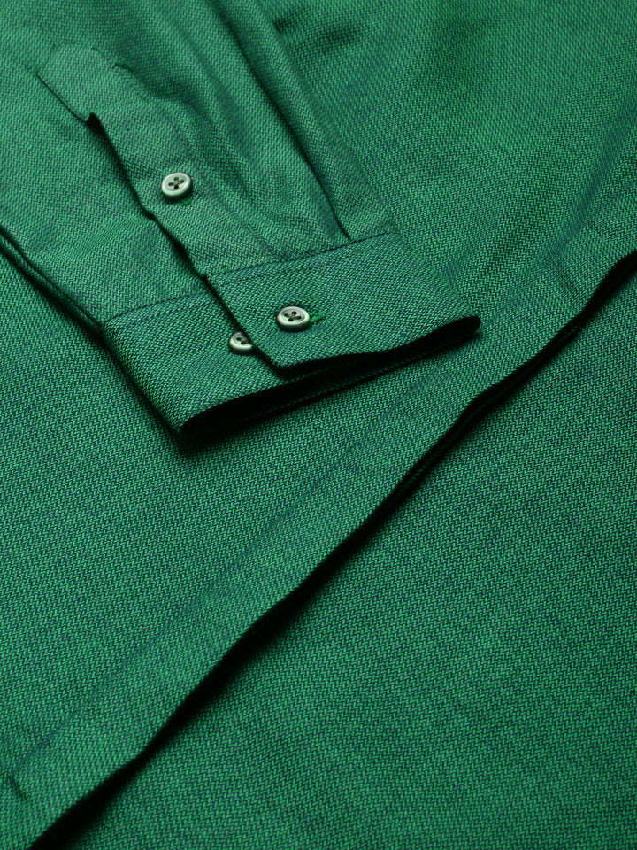 Women Green Solid Pure Cotton Regular Fit Formal Shirt