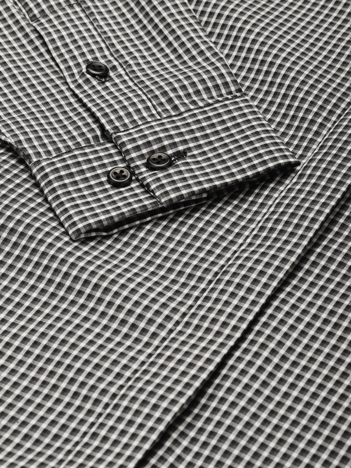 Women Grey Checked Pure Cotton Slim Fit Formal Shirt