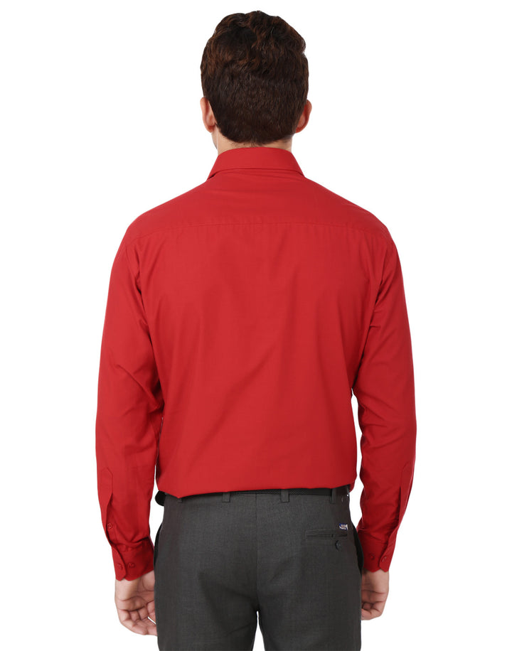 Men Red Solids Cotton Rich Slim Fit Formal Shirt