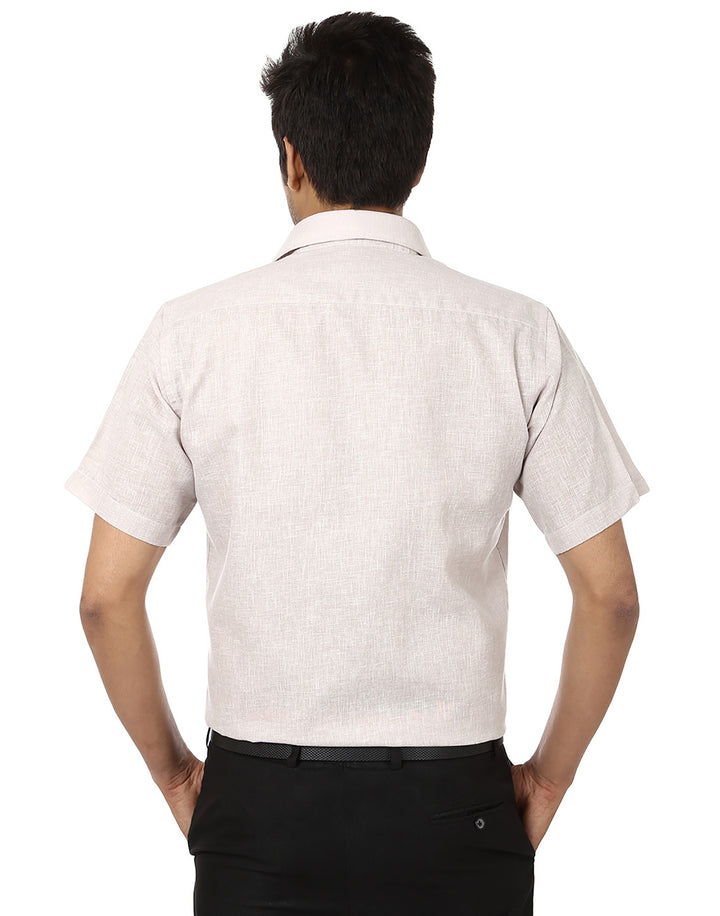 Men Brown Solid Cotton Rich Regular Fit Formal Shirt
