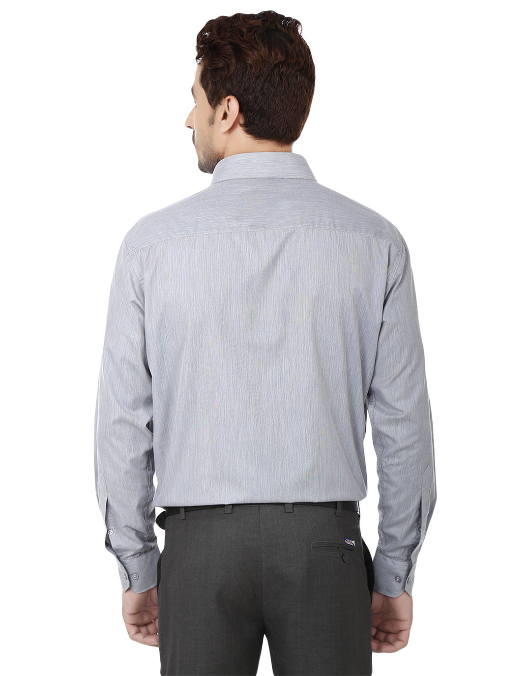 Men Grey Solids Cotton Rich Regular Fit Formal Shirt
