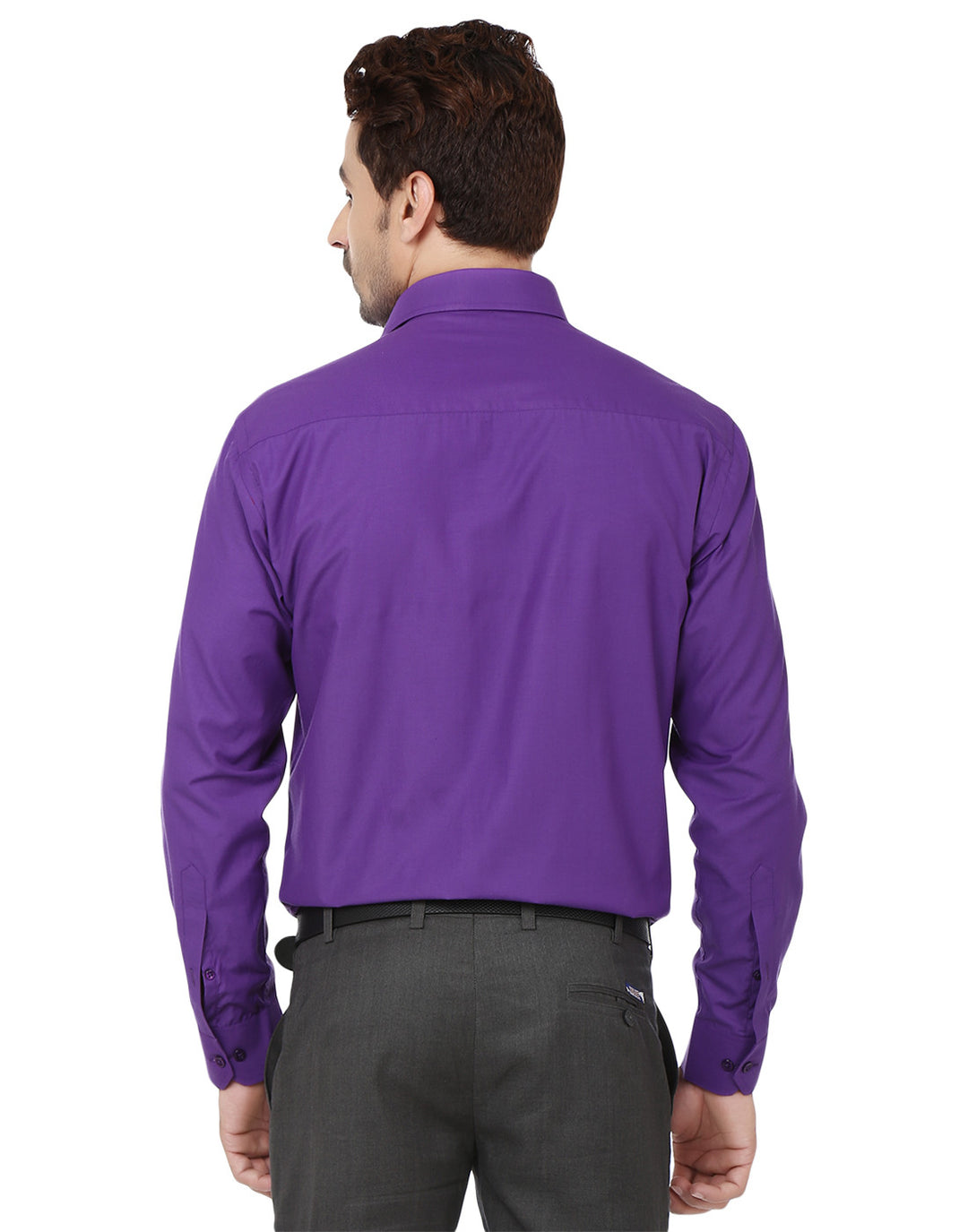 Men Purple Solids Cotton Rich Slim Fit Formal Shirt