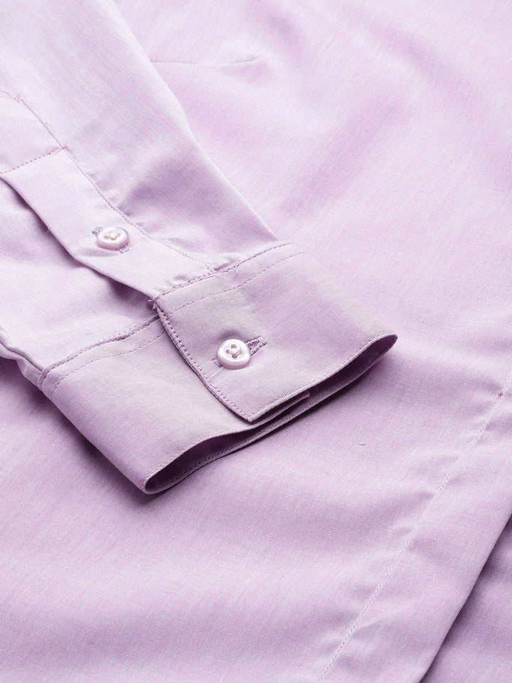 Women Lavender Solid Pure Cotton Regular Fit Formal Shirt