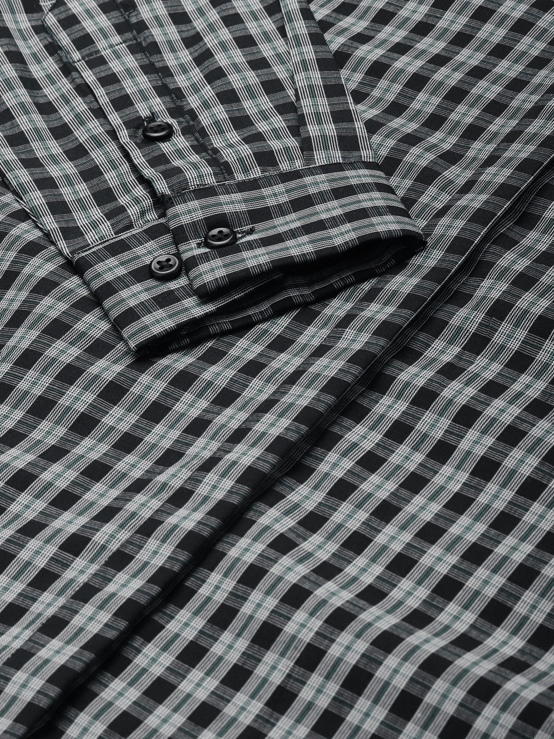 Women Black & Grey Checked Pure Cotton Slim Fit Formal Shirt