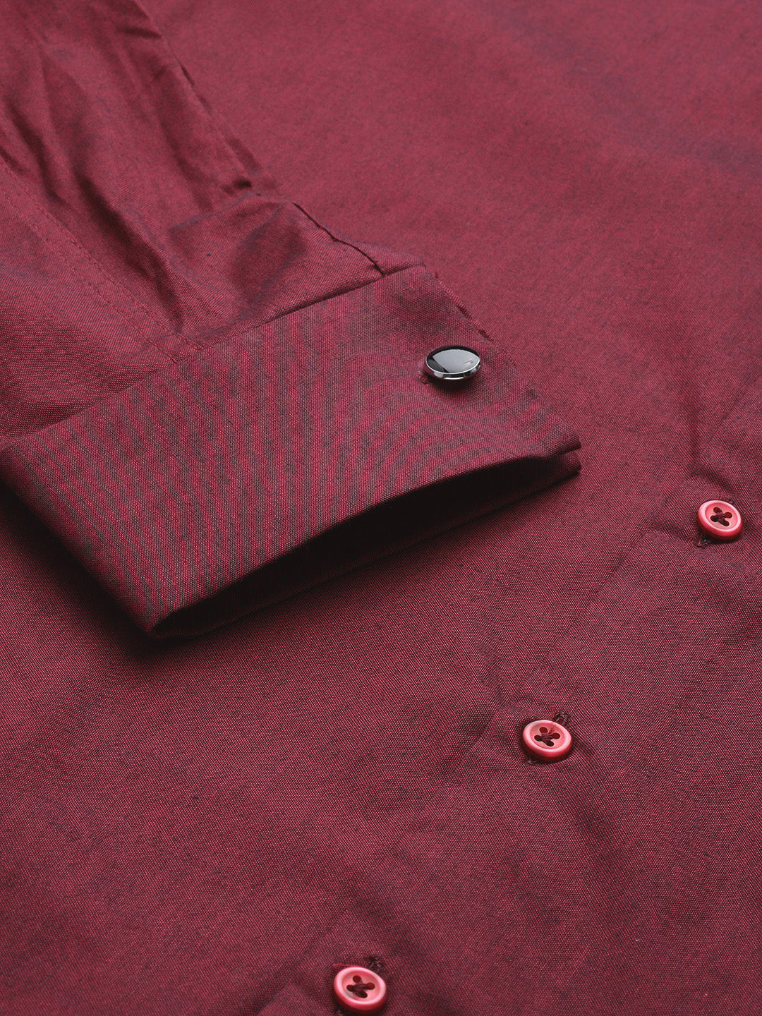Men Maroon Solid Pure Cotton Slim Fit French Cuff Formal Shirts