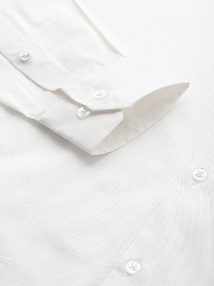 Men White Solid Pure Cotton Slim Fit Formal Shirt