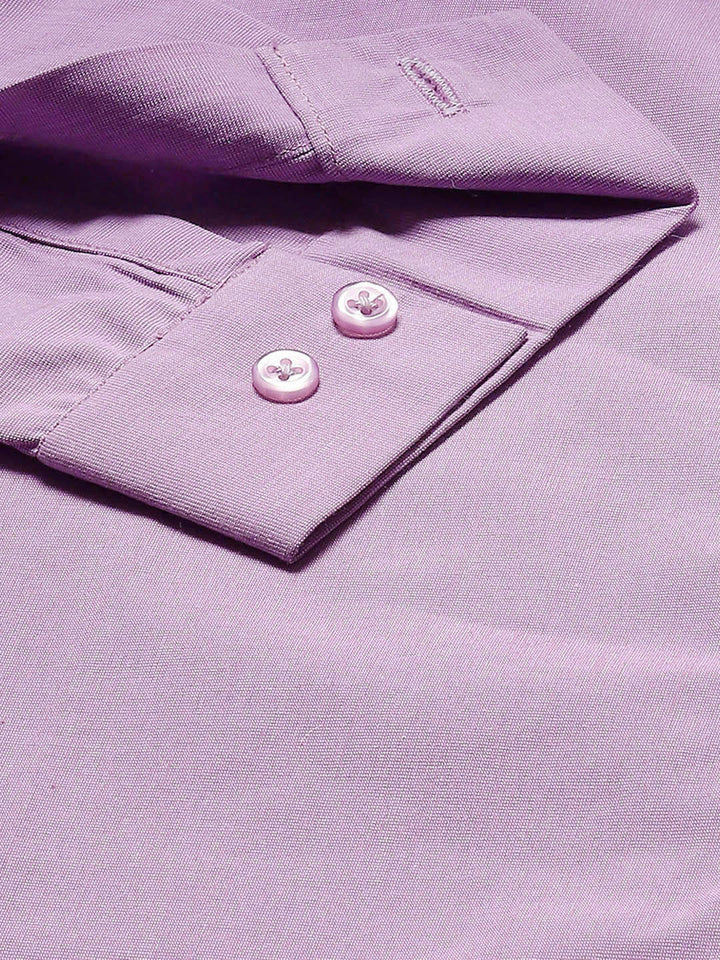 Women Mauve Solids Pure Cotton Slim Fit Formal Shirt