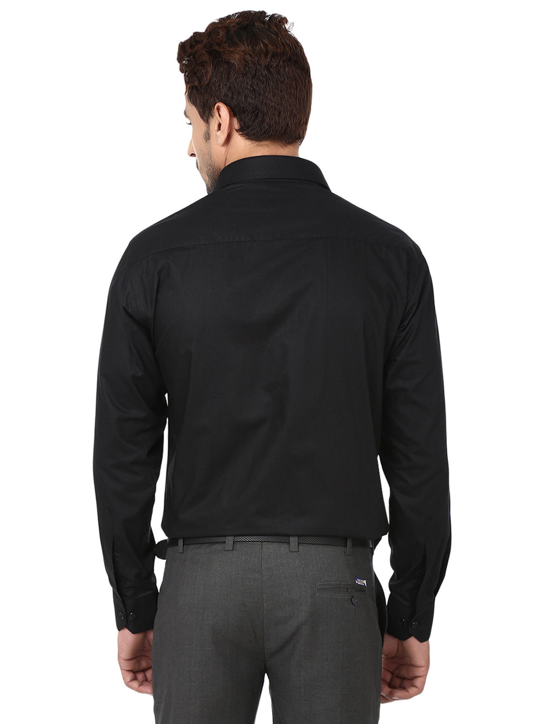 Men Black Solid Cotton Rich Slim Fit Formal Shirt