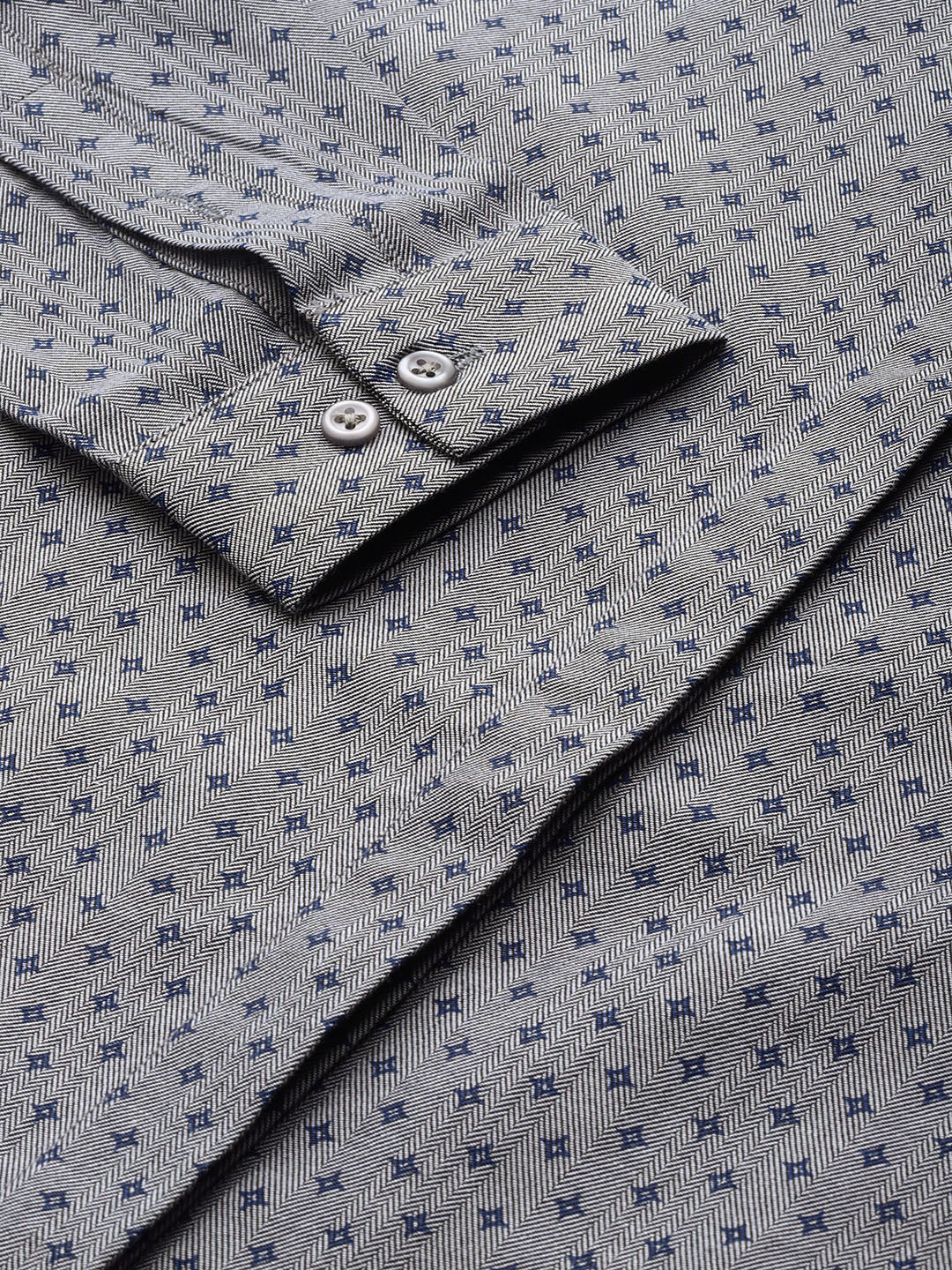 Women Grey Prints Pure Cotton Slim Fit Formal Shirt
