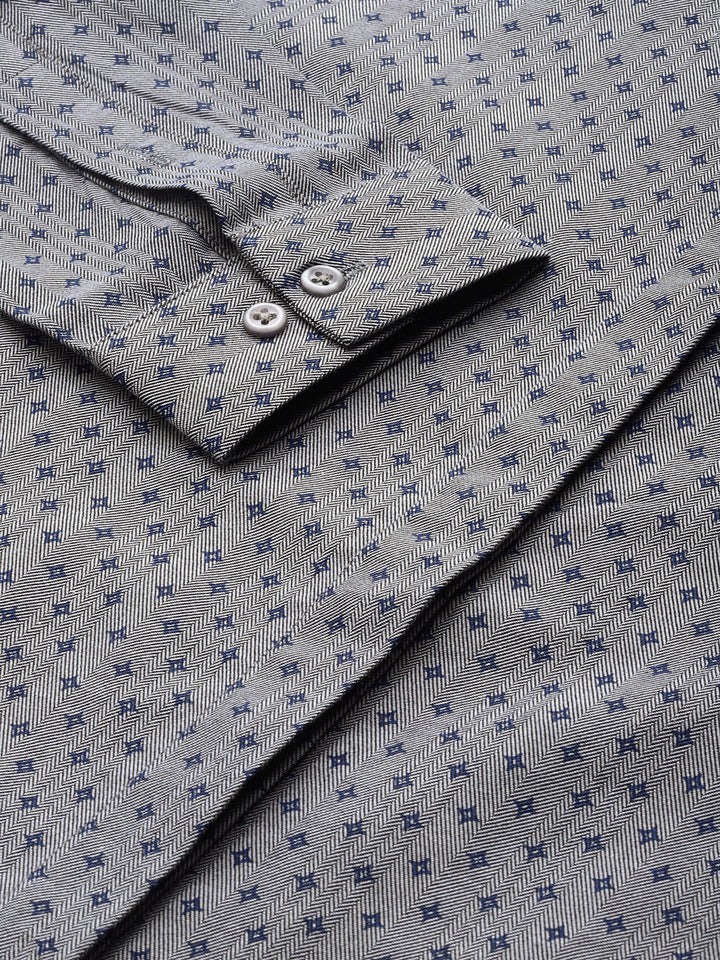 Women Grey Prints Pure Cotton Slim Fit Formal Shirt