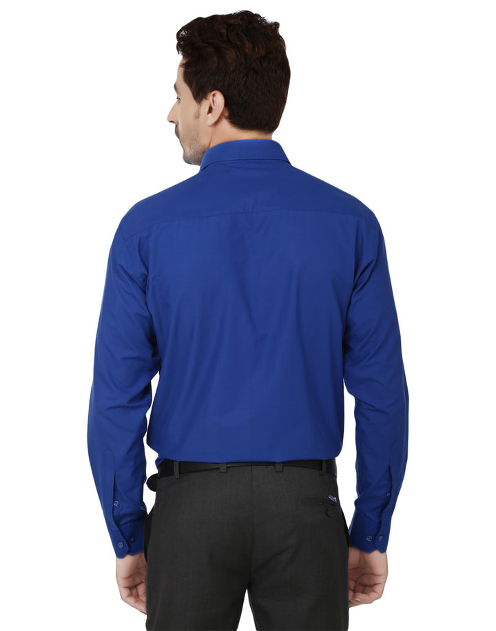 Men Blue Solids Cotton Rich Slim Fit Formal Shirt