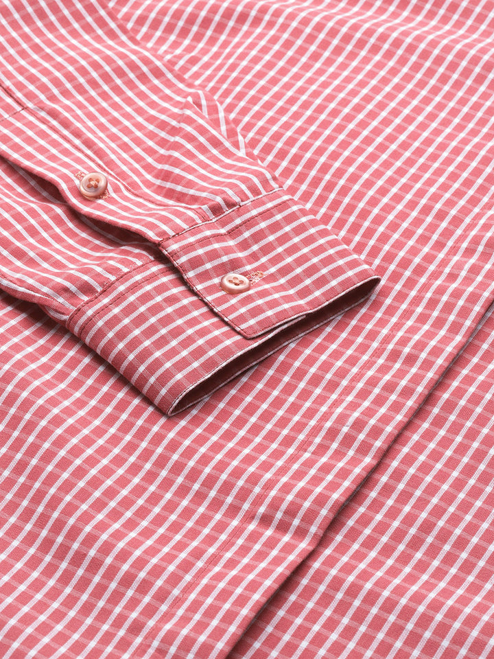 Women Pink Checked Pure Cotton Regular Fit Formal Shirt