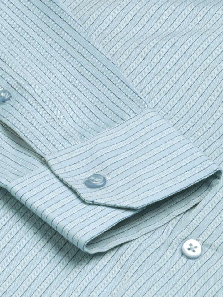 Men Blue Stripes Pure Cotton Slim Fit Formal Shirt