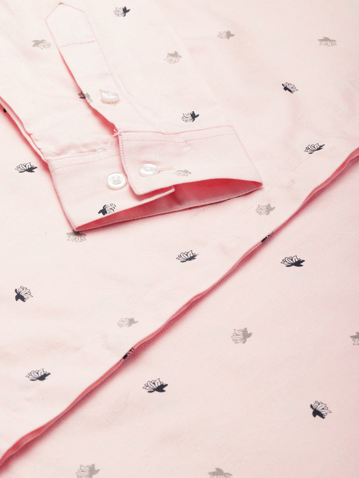 Women Pink Printed Pure Cotton Slim Fit Formal Shirt