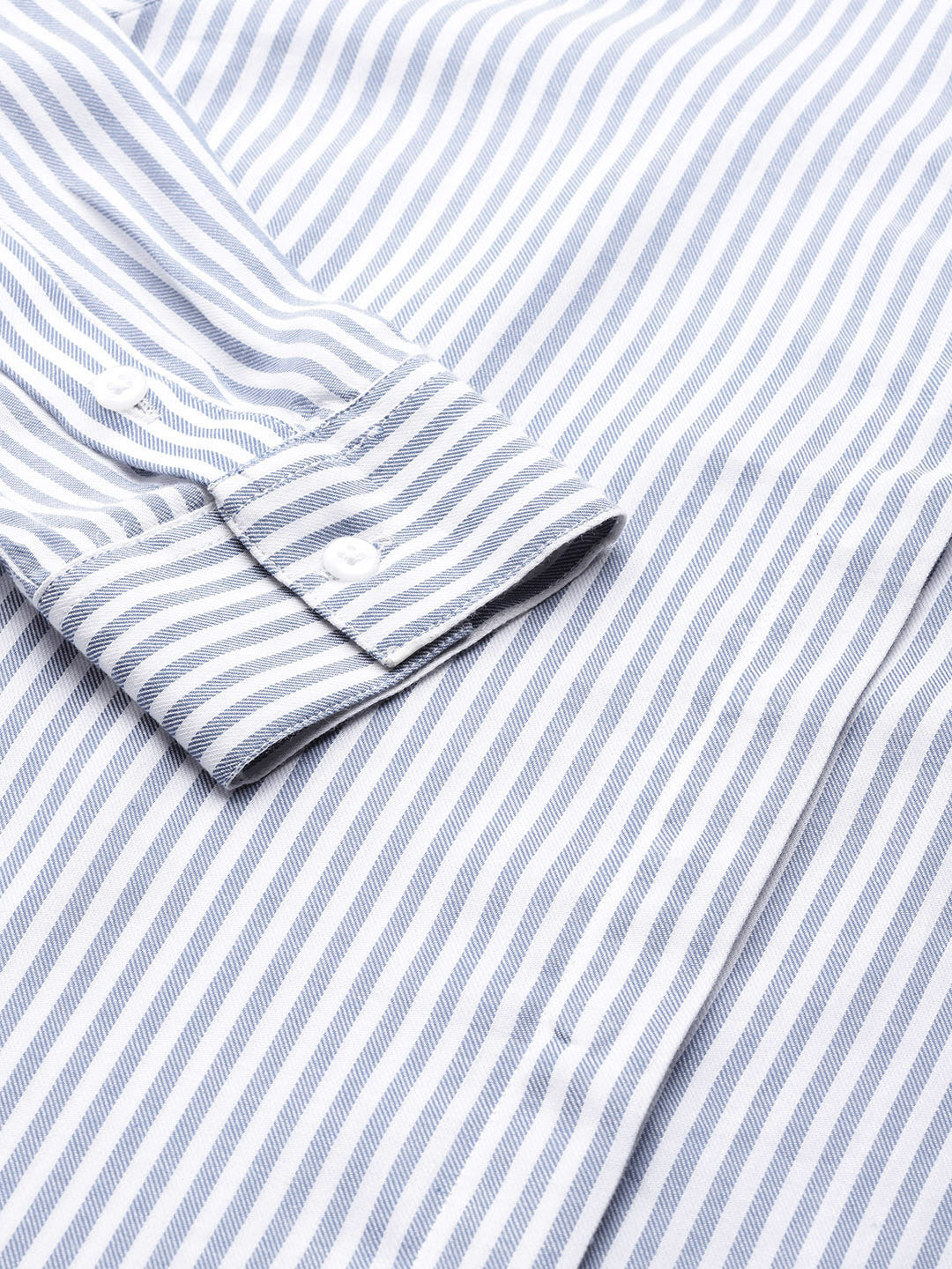 Women Blue & White Striped Pure Cotton Regular Fit Formal Shirt