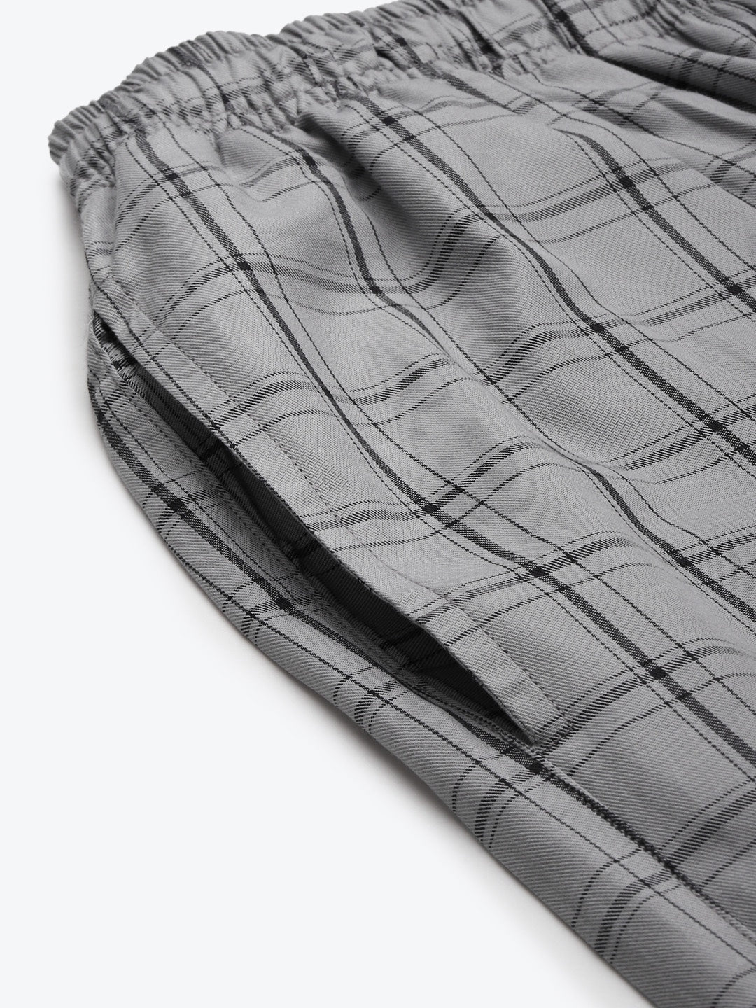 Men Grey Checks Pure Cotton Relaxed Fit Casual Lounge Pant
