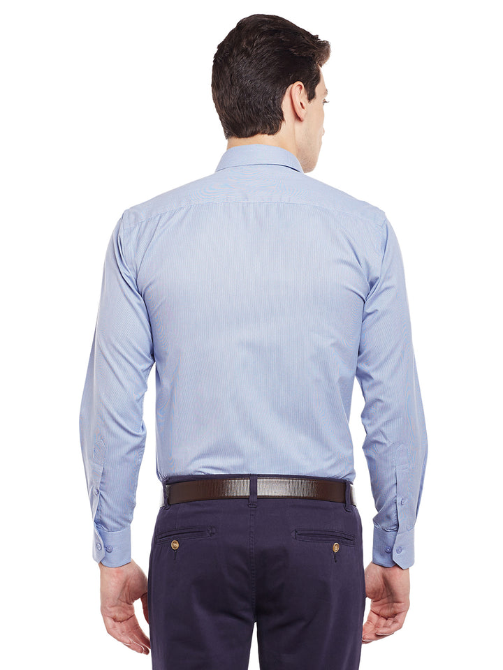 Men Blue Solid Slim Fit Cotton Rich Formal Shirt