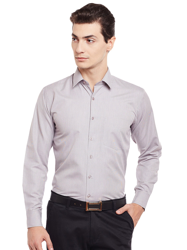 Men Brown Solid Slim Fit Cotton Rich Formal Shirt