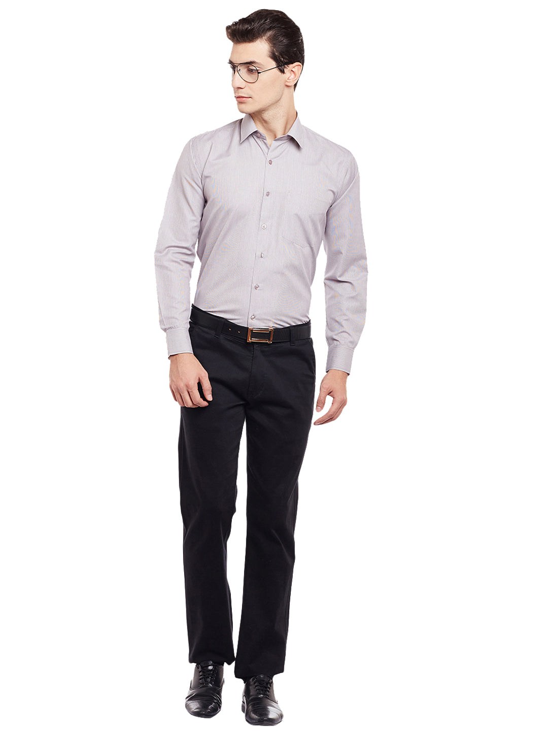 Men Brown Solid Slim Fit Cotton Rich Formal Shirt