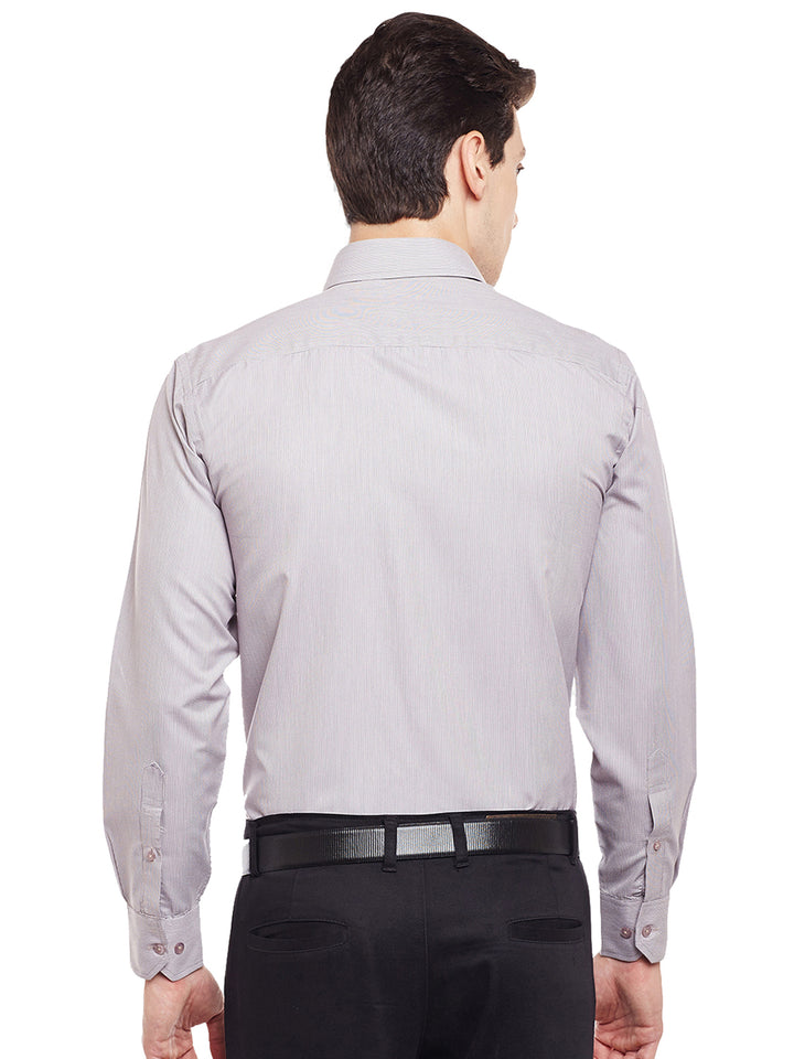 Men Brown Solid Slim Fit Cotton Rich Formal Shirt