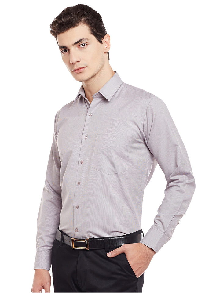 Men Brown Solid Slim Fit Cotton Rich Formal Shirt