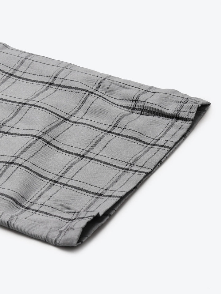 Men Grey Checks Pure Cotton Relaxed Fit Casual Lounge Pant