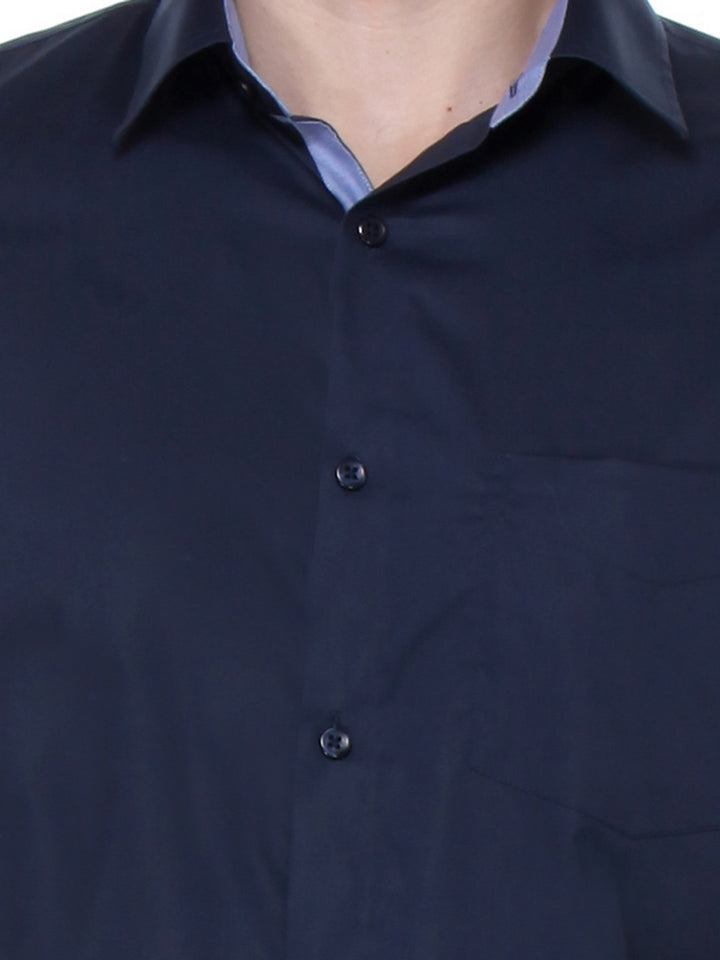 Men Navy Solid Pure Cotton Slim Fit Formal Shirt