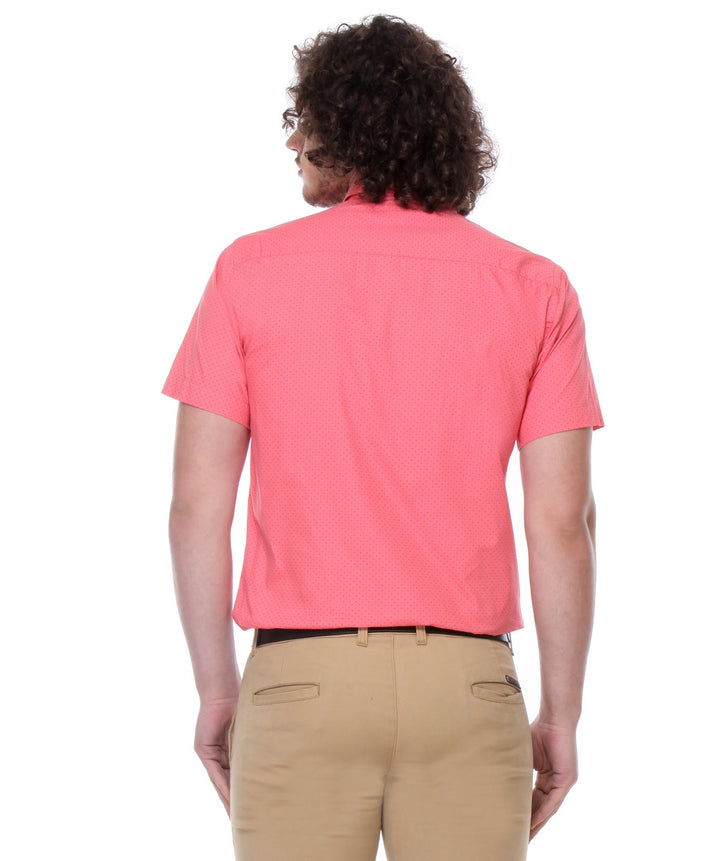 Men Red Slim Fit Print Plain Pure Cotton Formal Shirt