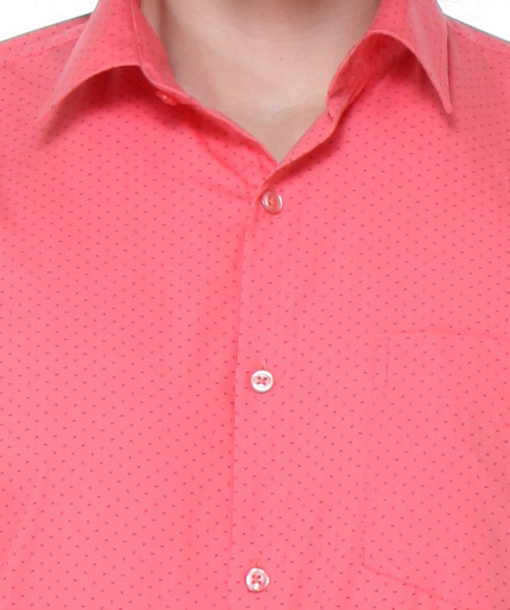 Men Red Slim Fit Print Plain Pure Cotton Formal Shirt